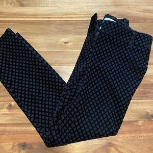 White House Black Market Women’s Black Velvet Diamond Patterned Pants Size 4